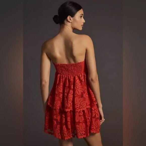 NWT Anthropologie Maeve Strapless Lace Mini Dress size Large - Picture 6 of 7